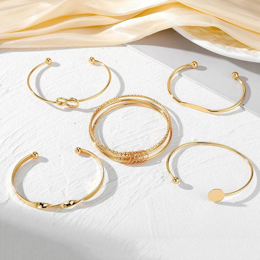 5pcs Twist Bangle Bracelet Stack
