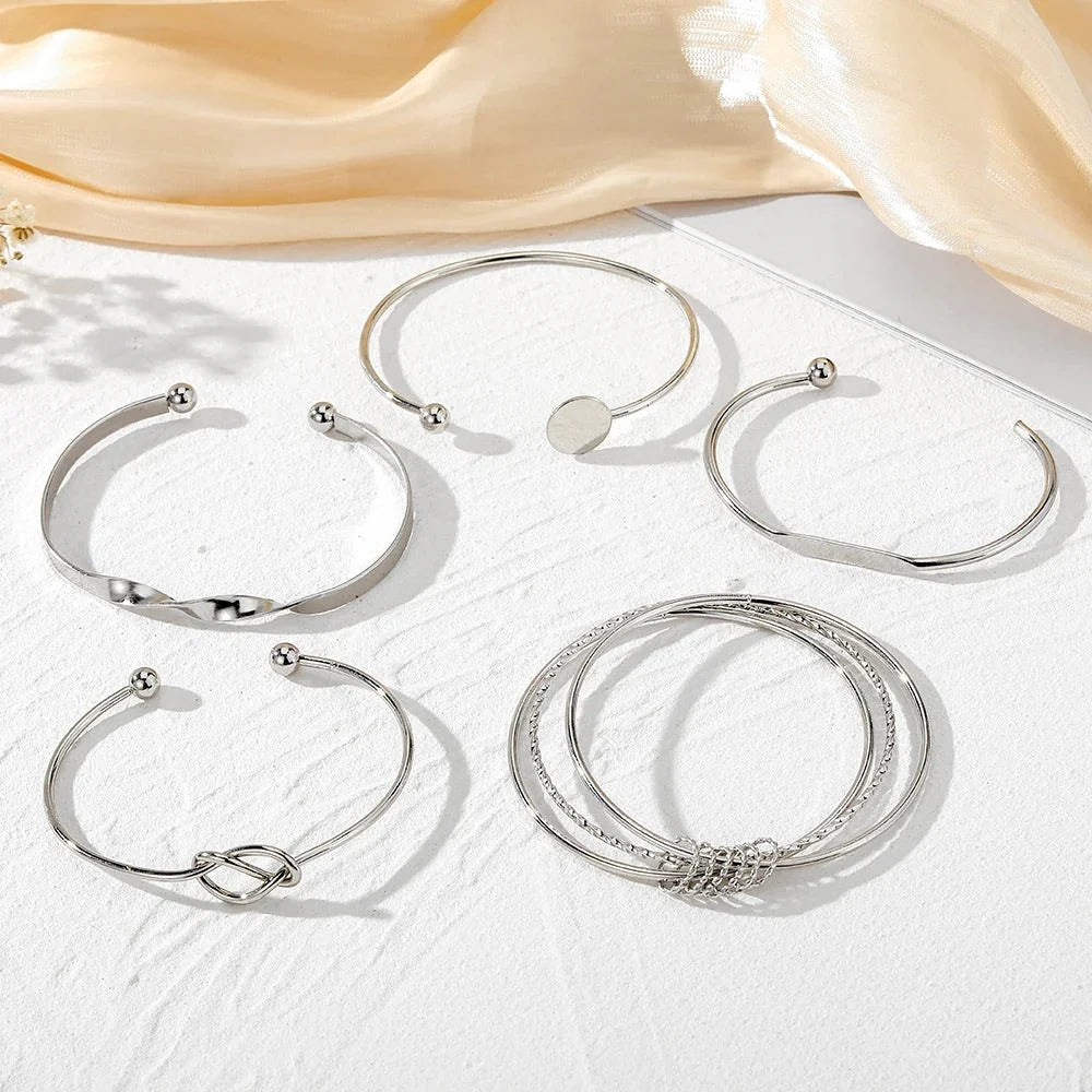 5pcs Twist Bangle Bracelet Stack