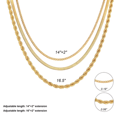 3pc Classic Necklace Choker Stack