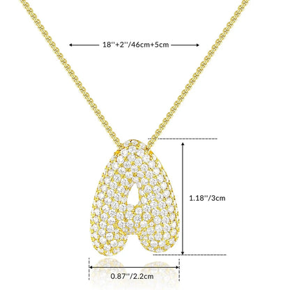 Big Initial Necklace with Zirconia