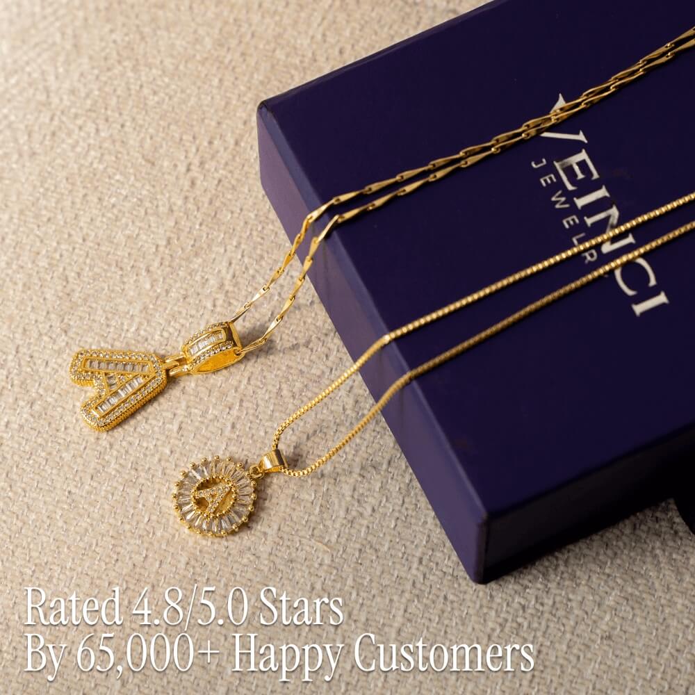 2pc 14k Diamond Letter Initial Necklaces