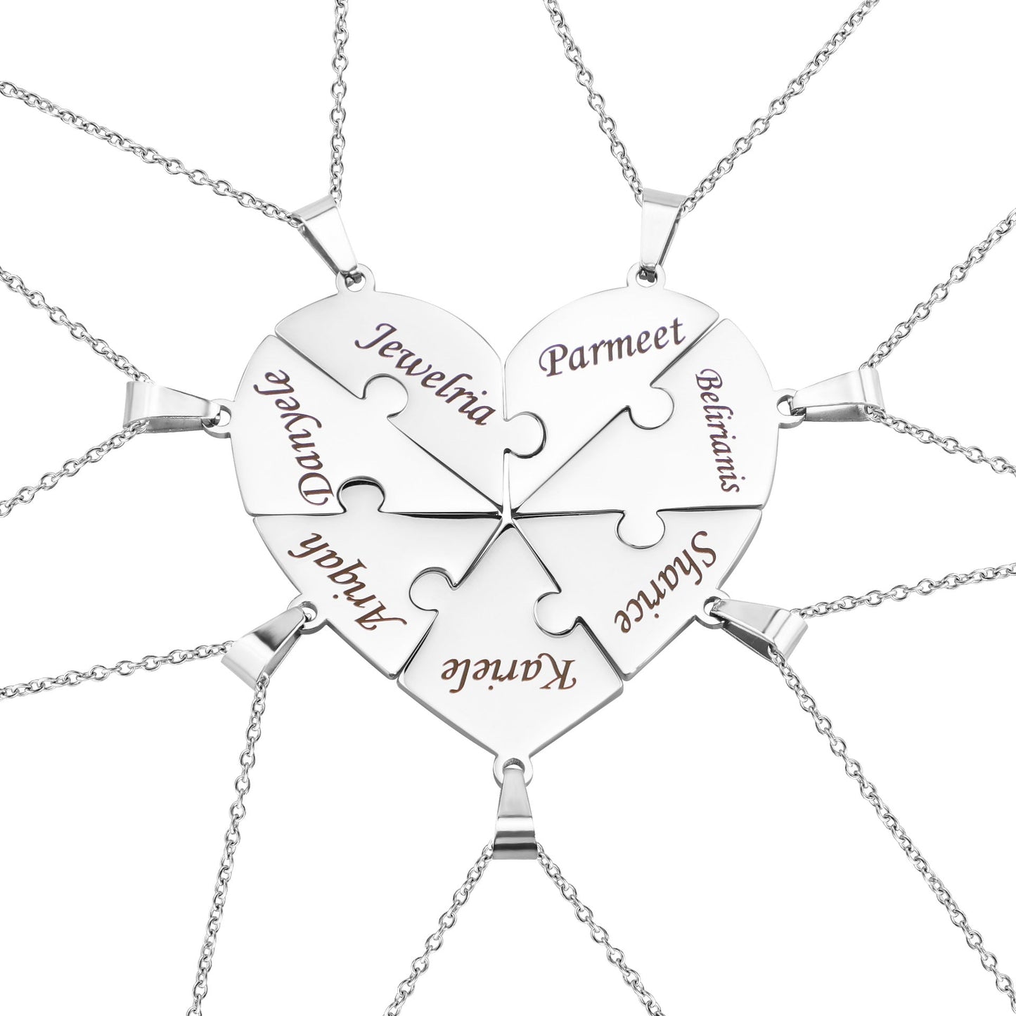 Personalized Family Heart Puzzle Necklace