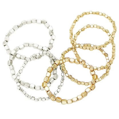 7pc Matte Nugget Shaped Bracelet Stack