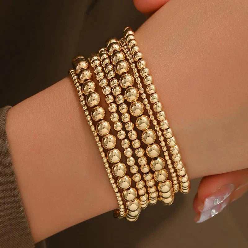 7pcs Gold Beaded Bracelet Stack