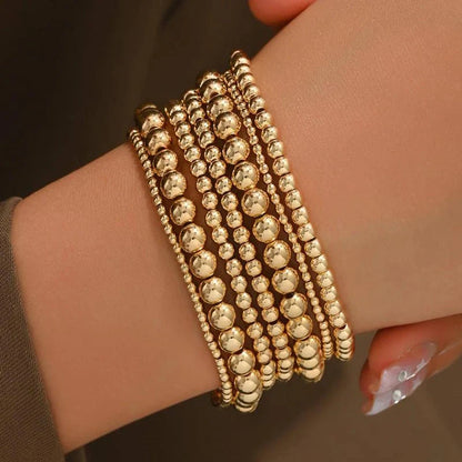 7pcs Gold Beaded Bracelet Stack