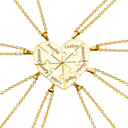 Personalized Family Heart Puzzle Necklace