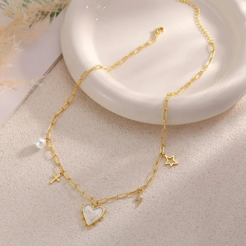 Dainty Paperclip Chain Charm Necklace