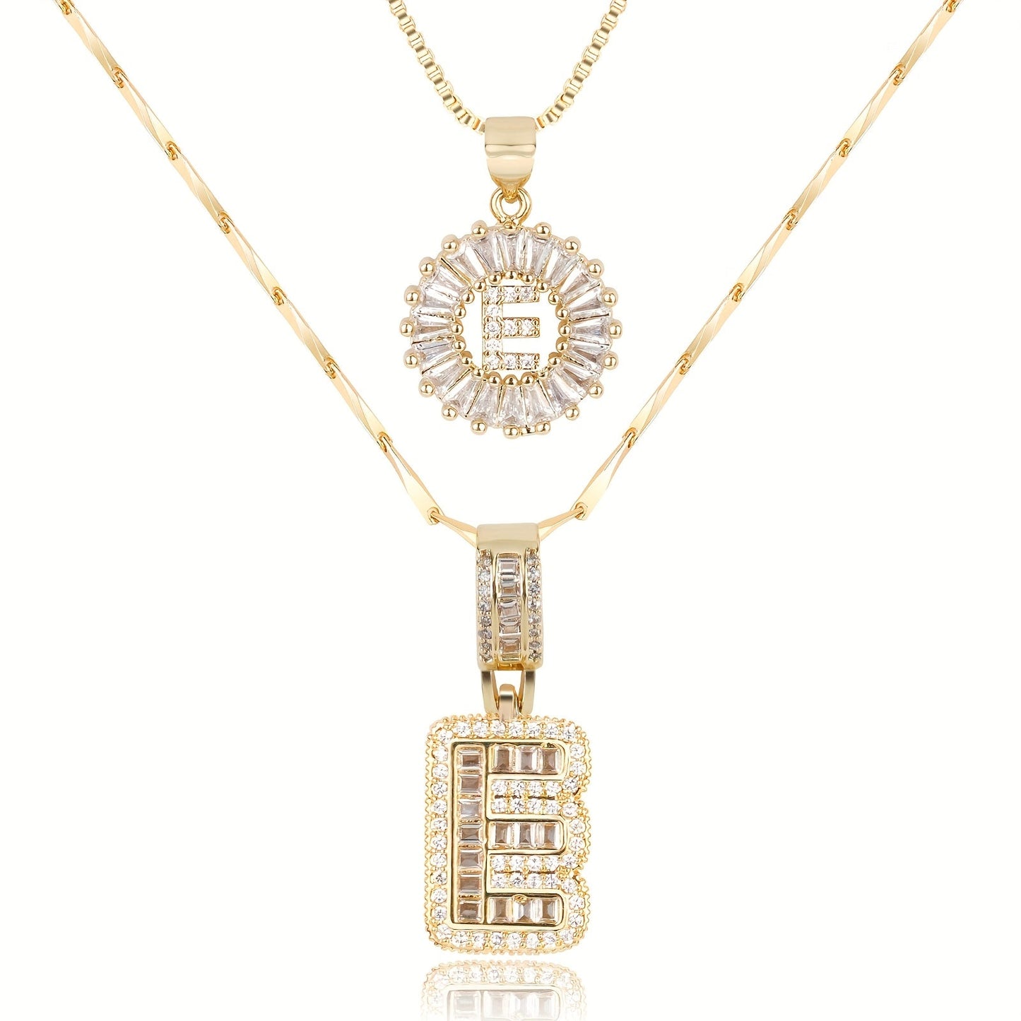 2pc 14k Diamond Letter Initial Necklaces