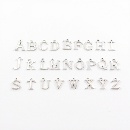 Paperclip Letter Initial Circle Lock Clasp Necklace With Pearl Charm