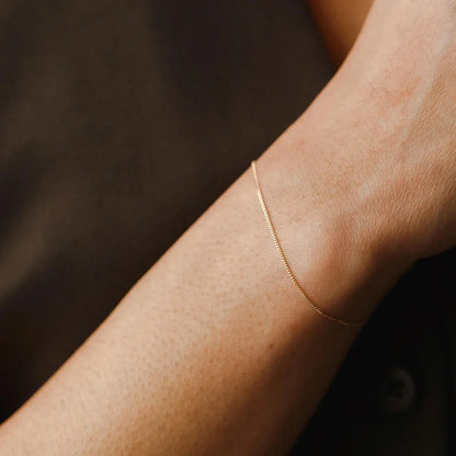 18k S925 Minimal Thin Curb Bracelet