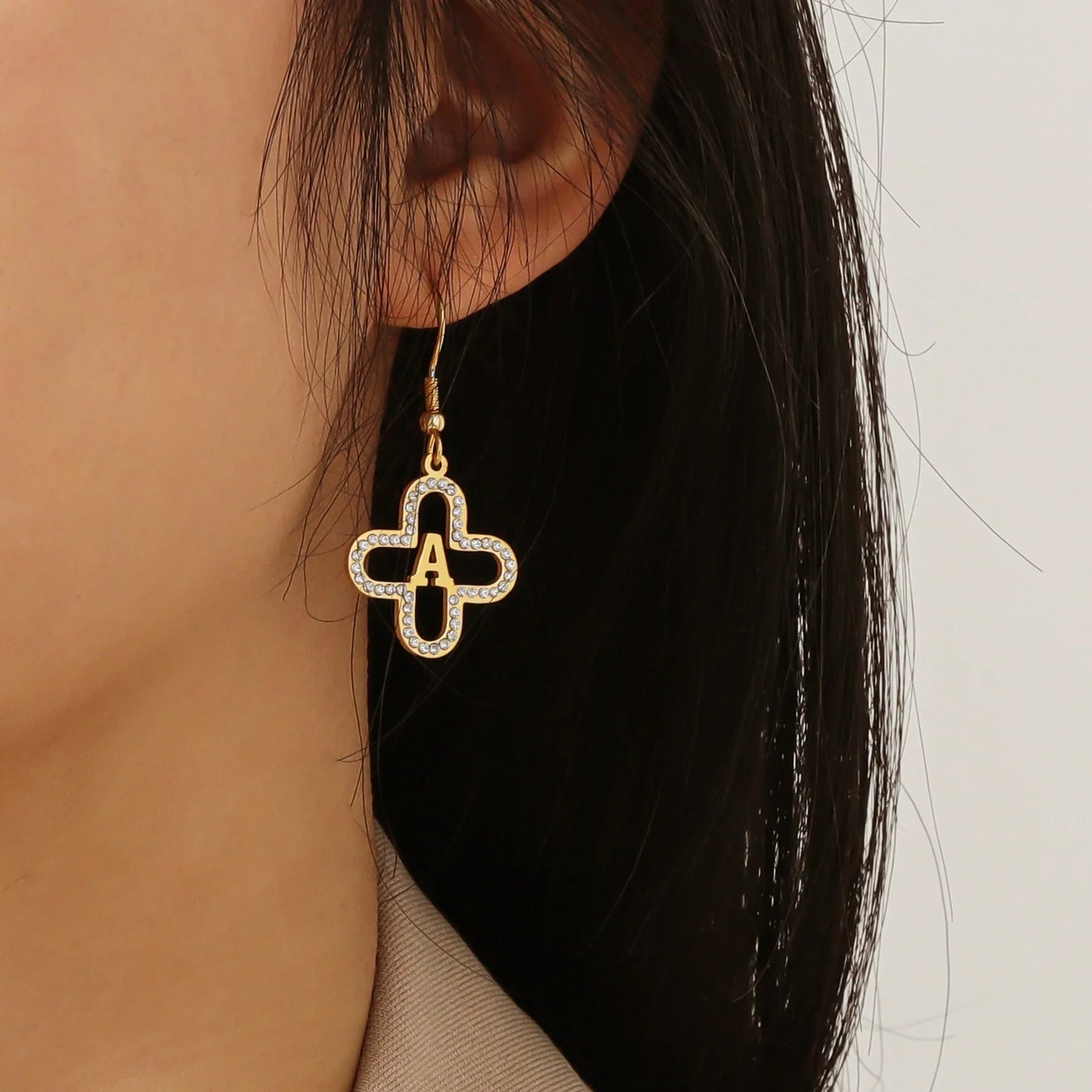 Classy Floral Letter Initial Earrings