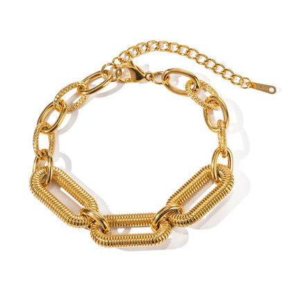 Chunky Multi Textured Paperclip Contrast Bracelet