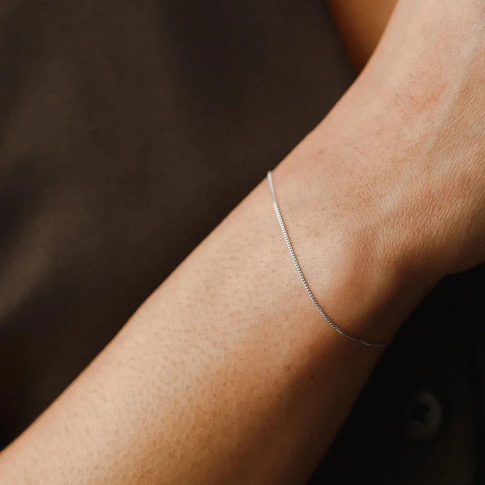18k S925 Minimal Thin Curb Bracelet