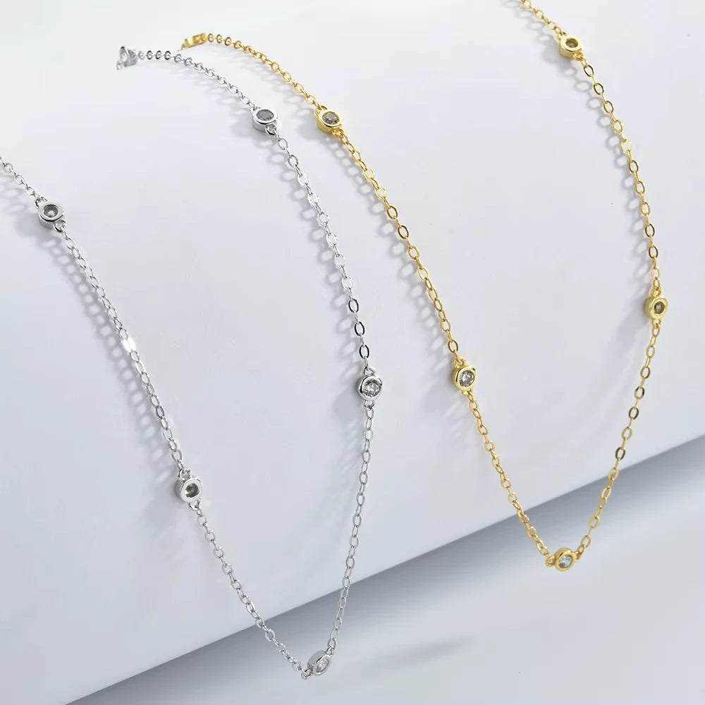 Crystal Choker Necklace - 925 Sterling Silver