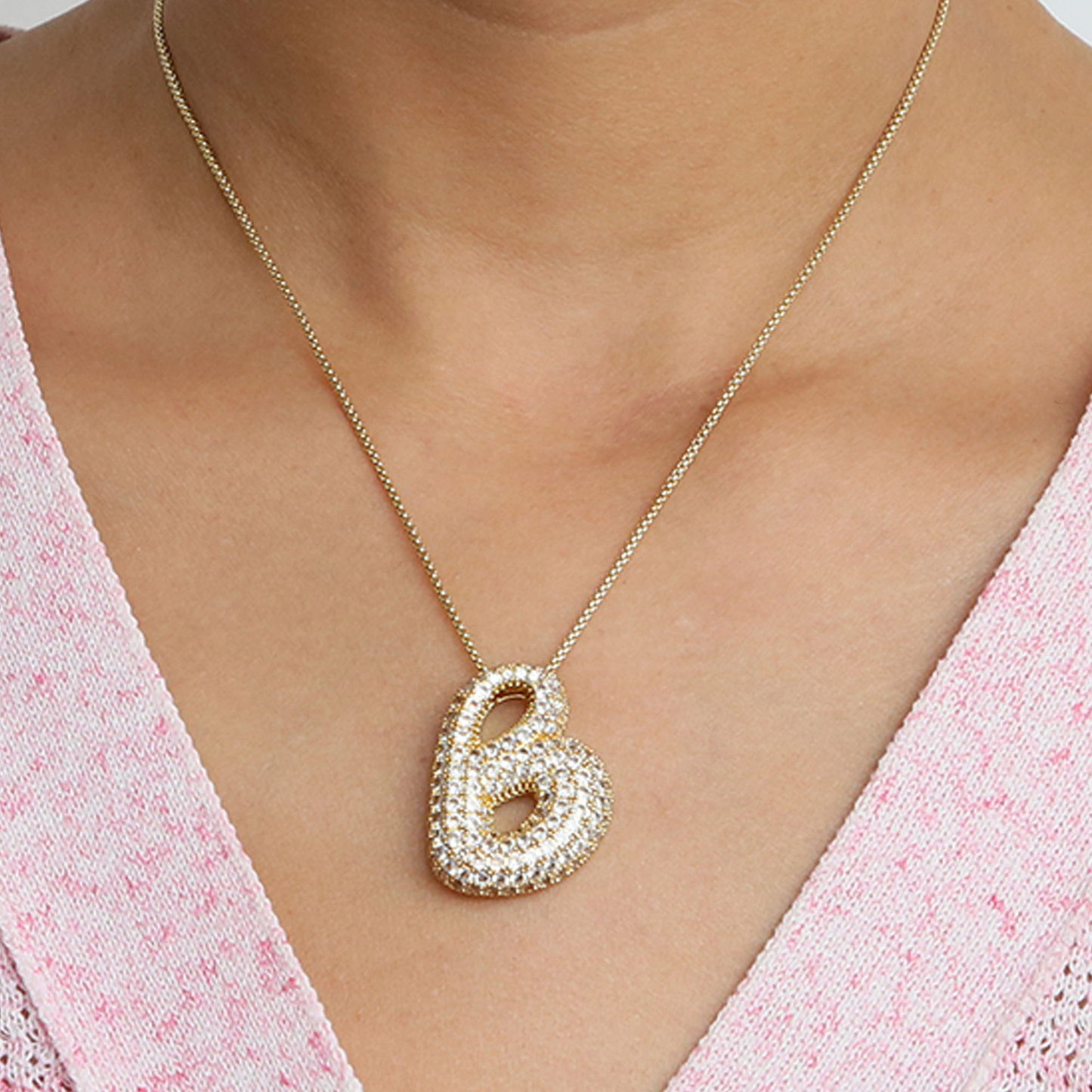 Chunky Bubble Diamond Dazzle Initial Necklaces
