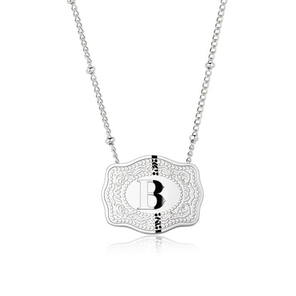 Dainty Belt Buckle Letter Initial Necklaces