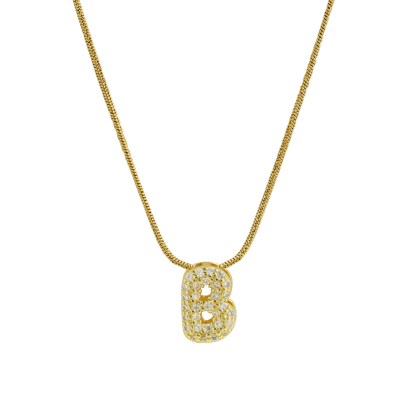 Diamond Bubble Letter Initial Necklace