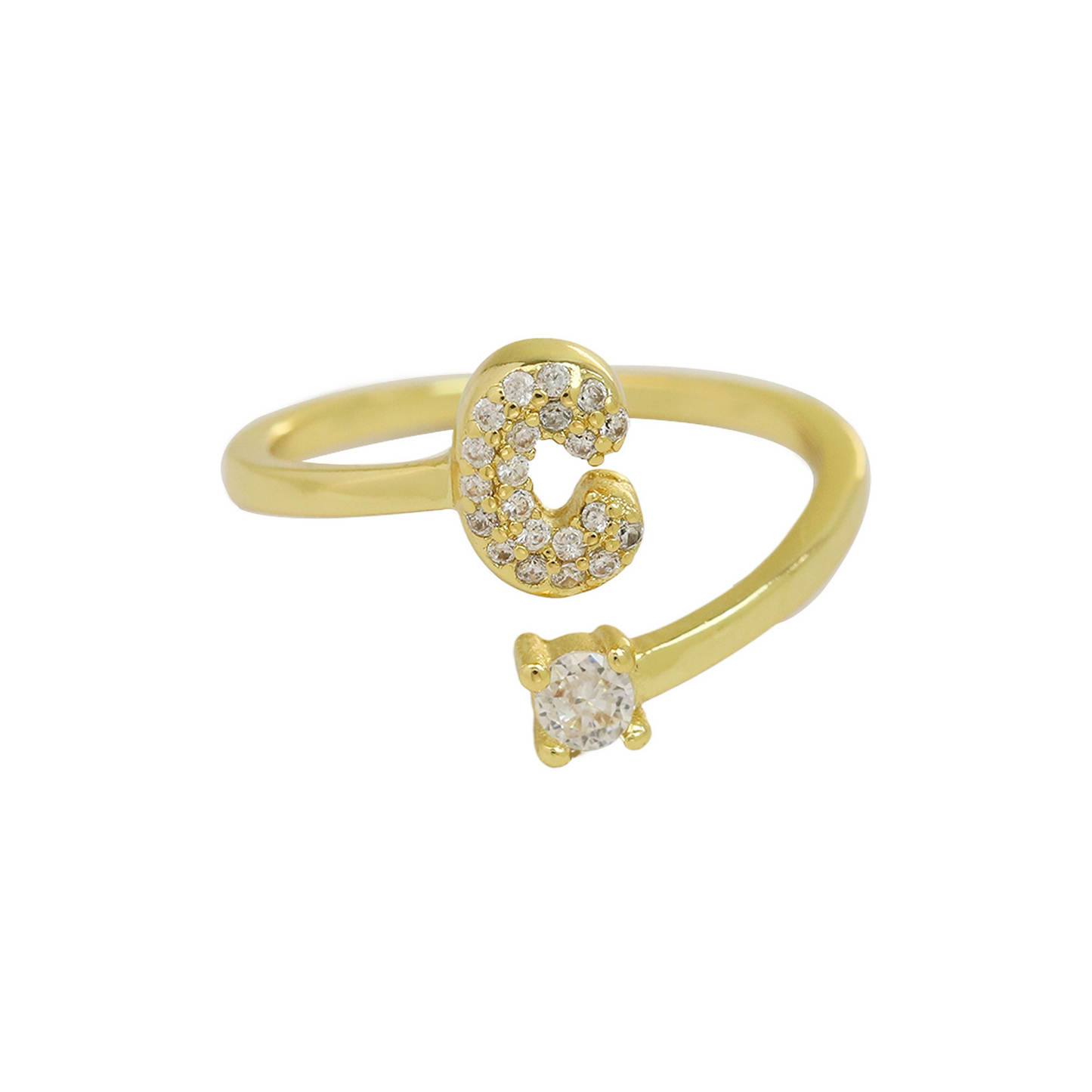 Dainty Bubble Diamond Wrap Initial Ring