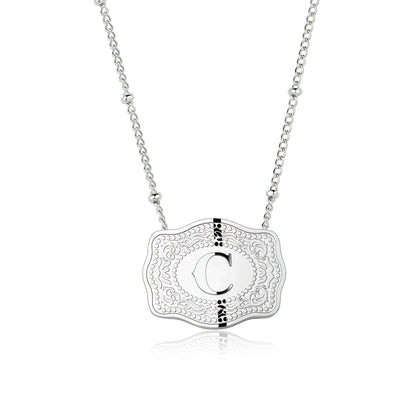 Dainty Belt Buckle Letter Initial Necklaces