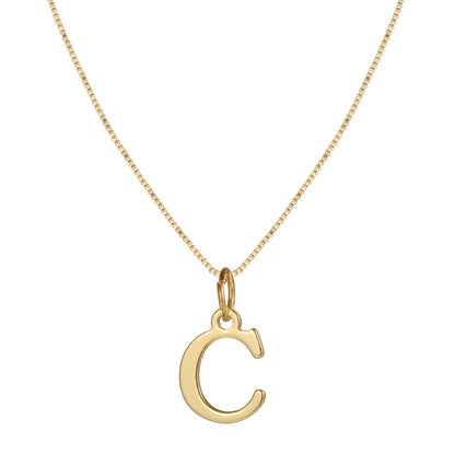 14k Minimal Serif Initial Necklace