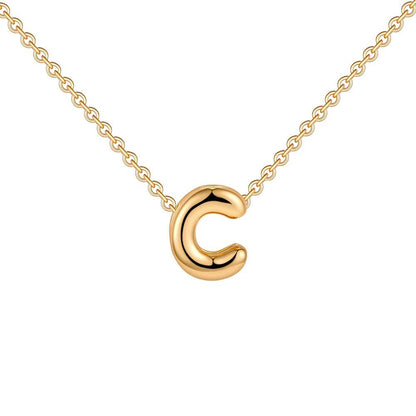 Dainty Bubble Letter Initial Necklace