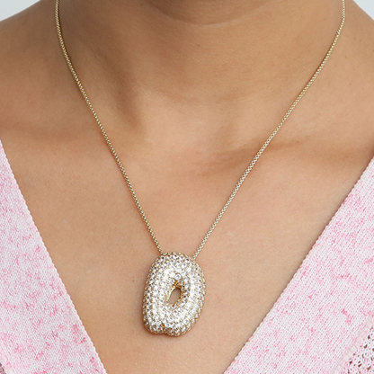 Chunky Bubble Diamond Dazzle Initial Necklaces