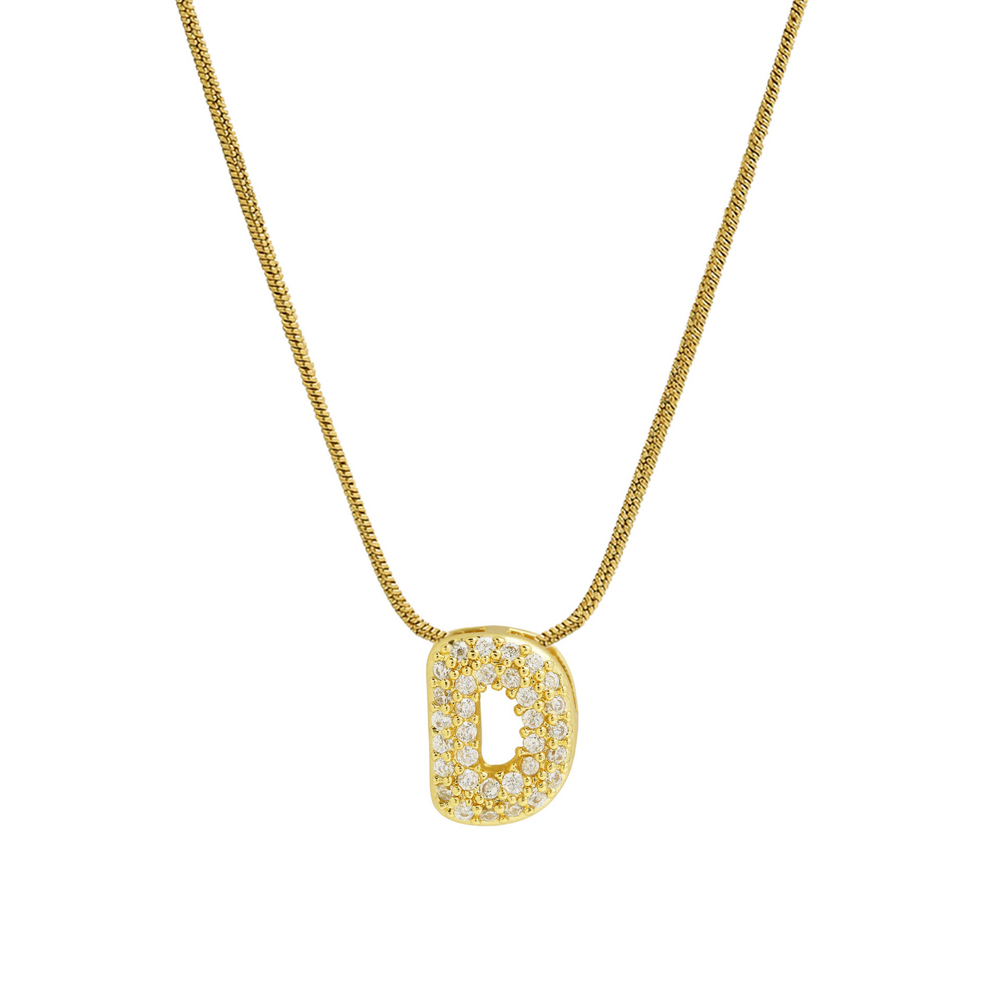 Diamond Bubble Letter Initial Necklace