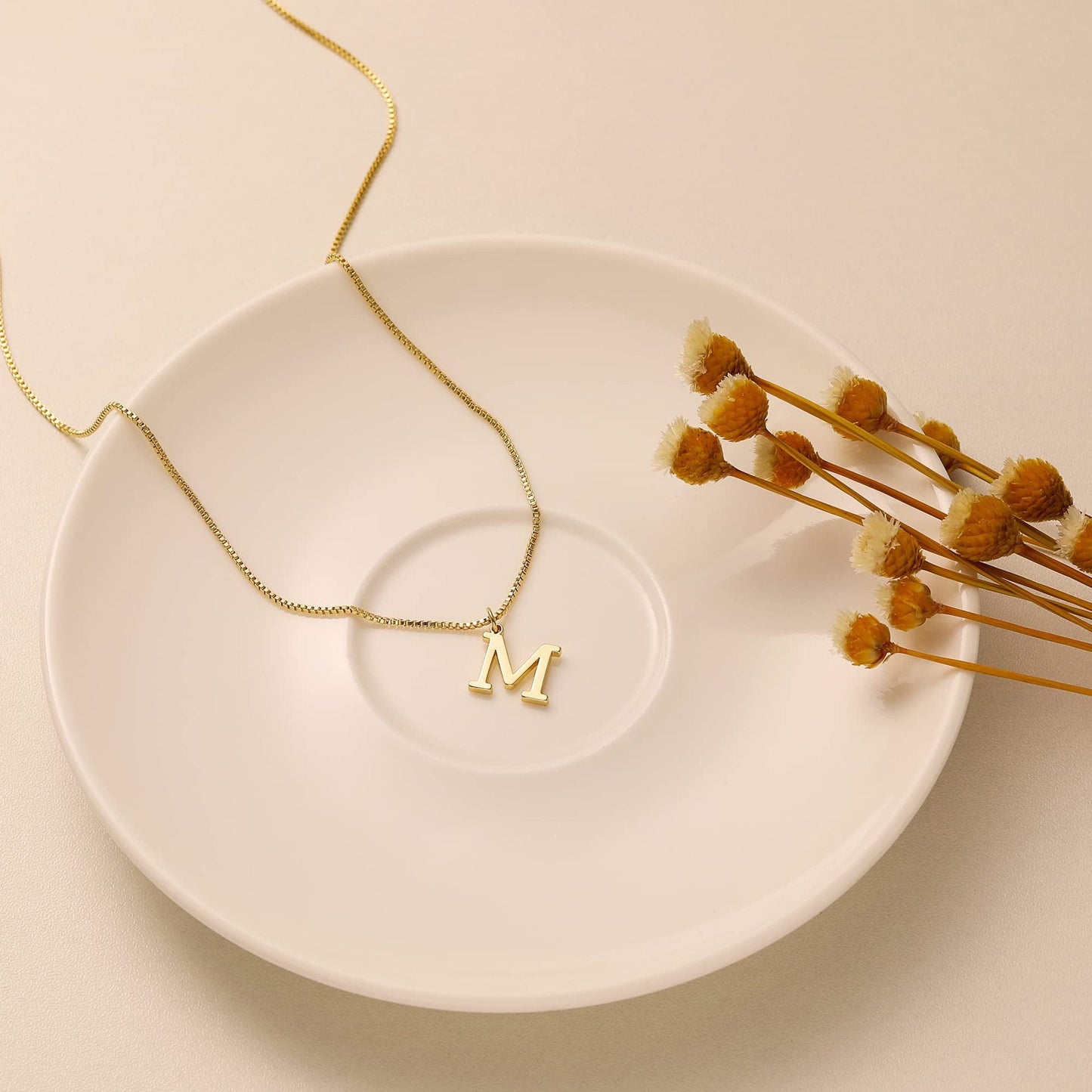 14k Minimal Serif Initial Necklace