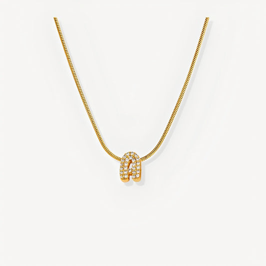 Mini Initial Necklace with Zirconia
