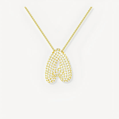 Big Initial Necklace with Zirconia