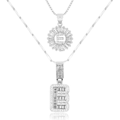 2pc 14k Diamond Letter Initial Necklaces