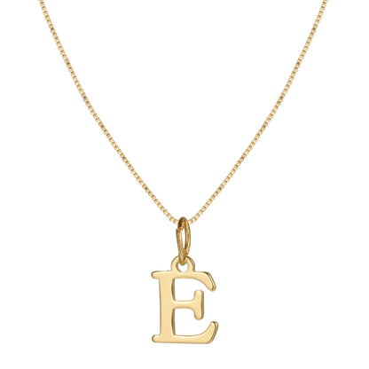 14k Minimal Serif Initial Necklace