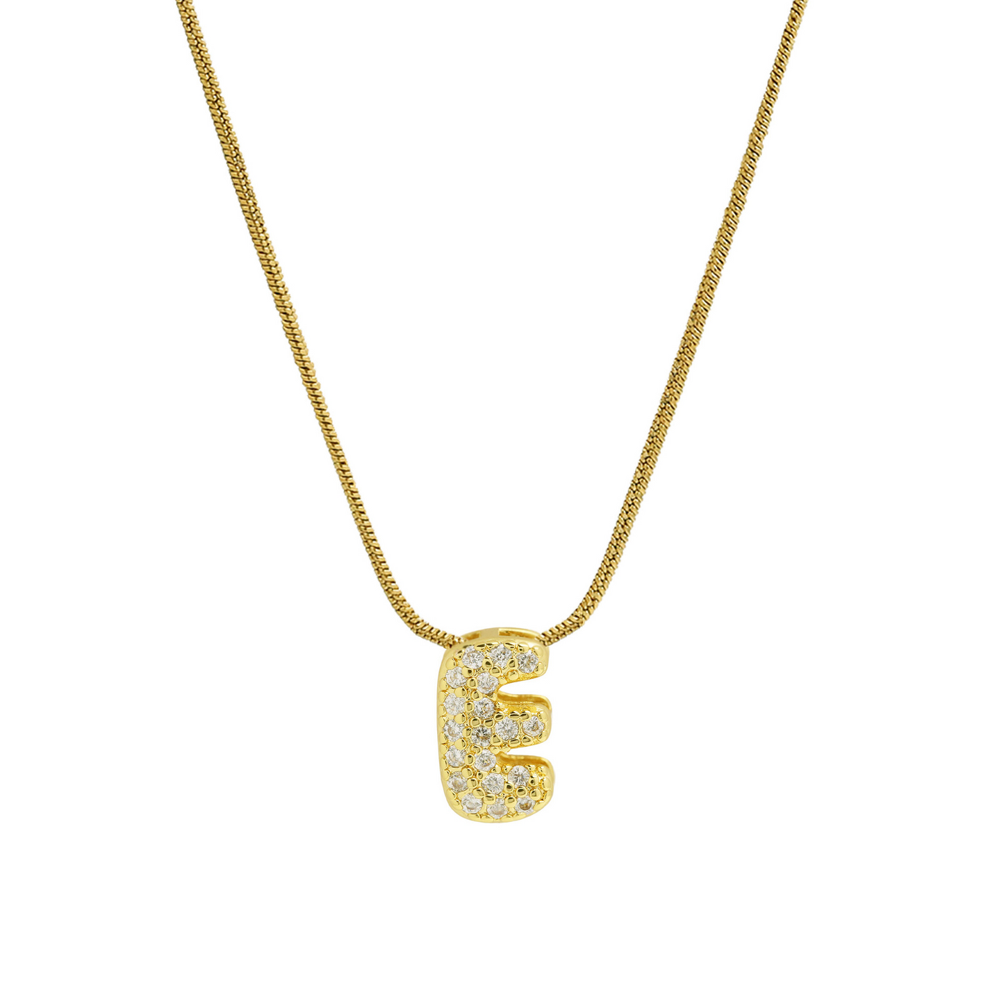 Diamond Bubble Letter Initial Necklace