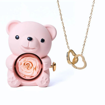 Romantic Bear Personalized Eternal Hearts Necklace