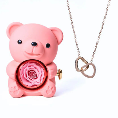Romantic Bear Personalized Eternal Hearts Necklace