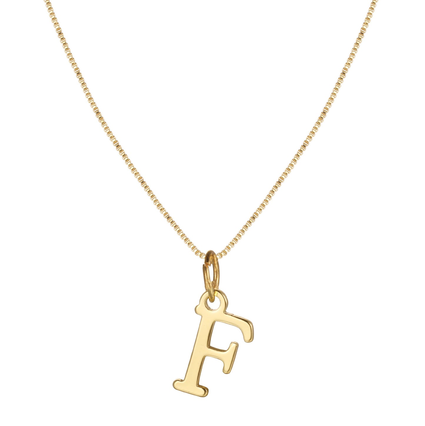 14k Minimal Serif Initial Necklace