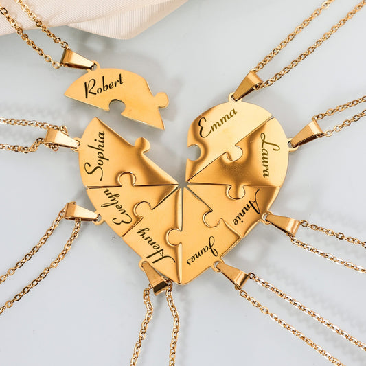Personalized Family Heart Puzzle Necklace