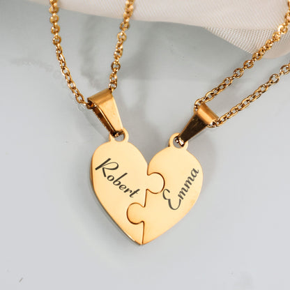 Personalized Family Heart Puzzle Necklace