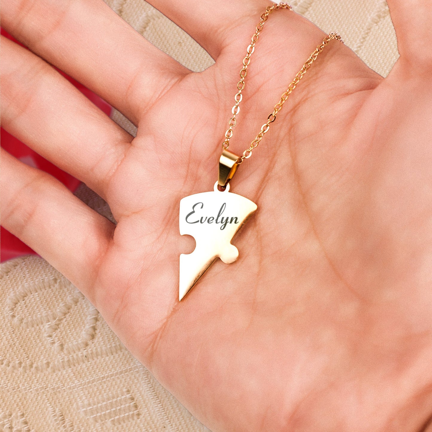 Personalized Family Heart Puzzle Necklace