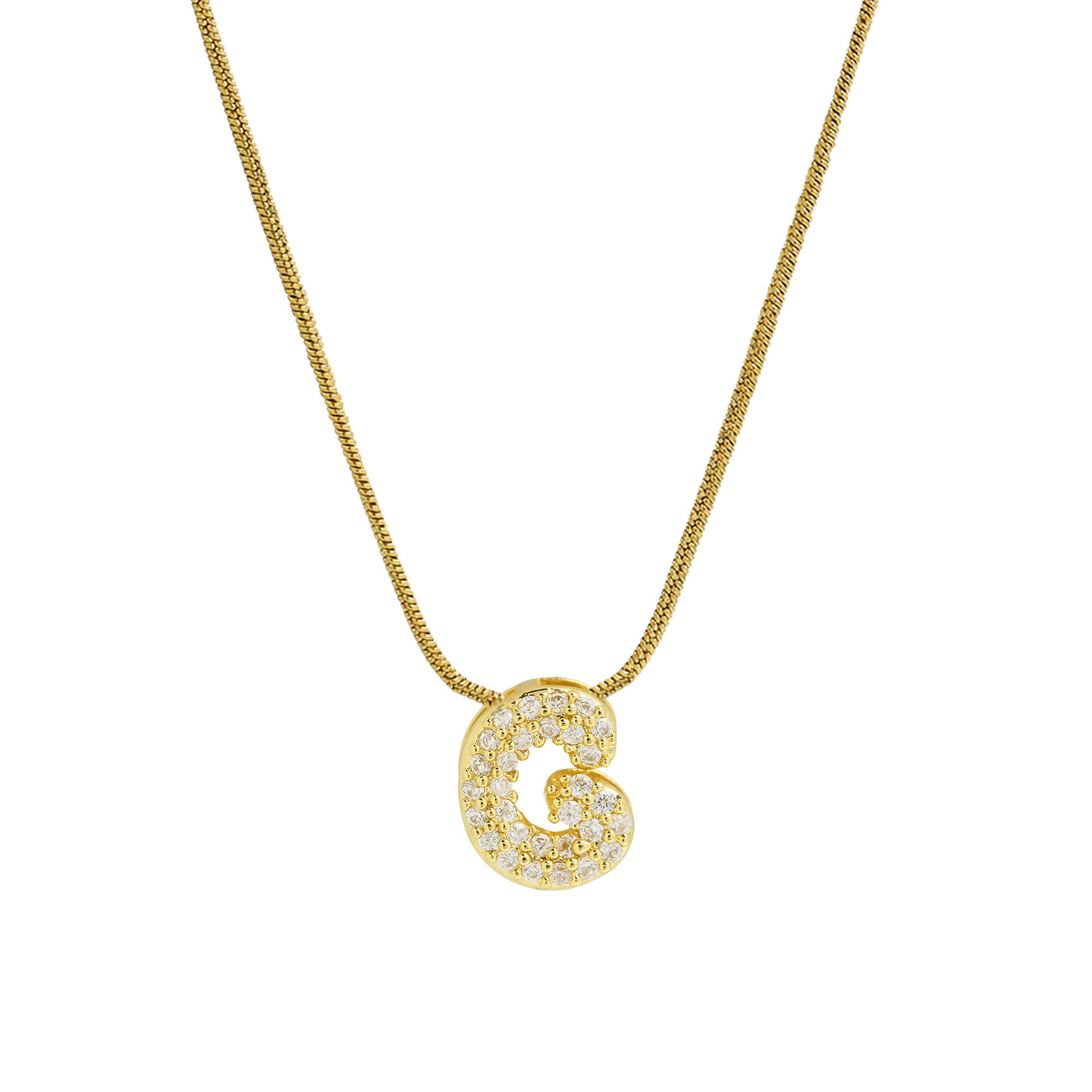 Diamond Bubble Letter Initial Necklace