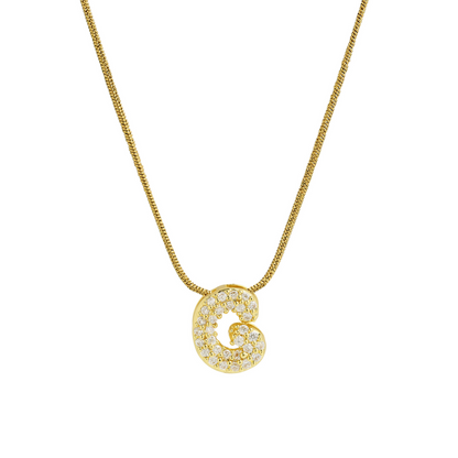 Diamond Bubble Letter Initial Necklace