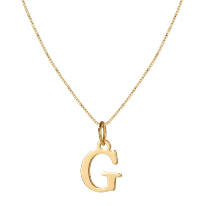 14k Minimal Serif Initial Necklace