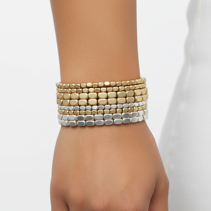 7pc Matte Nugget Shaped Bracelet Stack