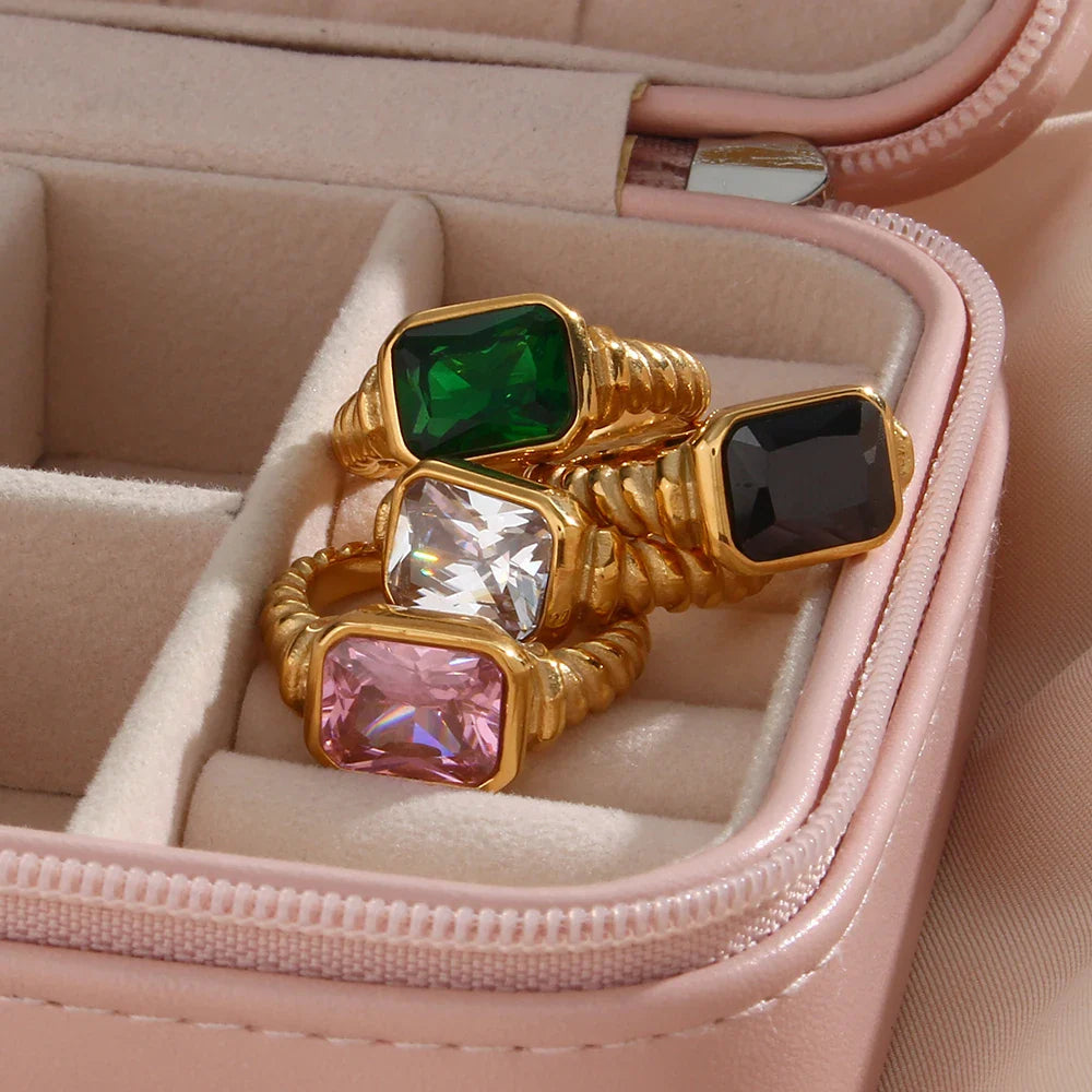 Chunky Cross Striped Baguette Diamond Ring