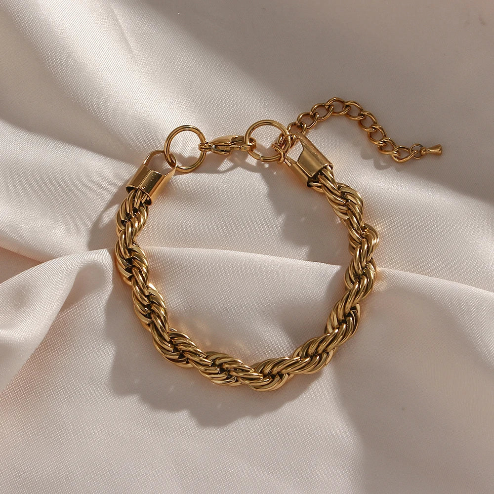 18k Thick 8mm Rope Bracelet and Necklace