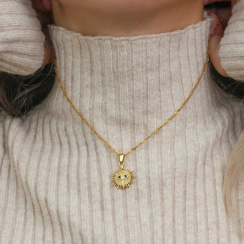 Dainty Diamond Evil Eye Necklace