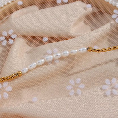 Classic Twist Pearl Circle Lock Bracelet