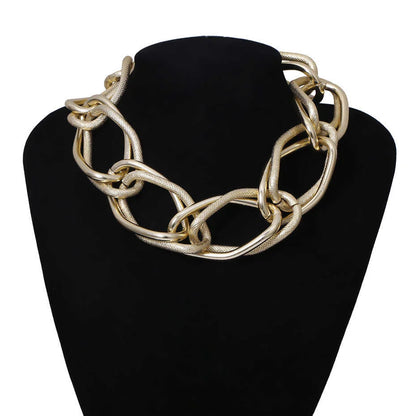 Bold Texture Contrast Geometric Chunky Necklace