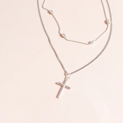 Dainty Layered Choker and Cross Necklace