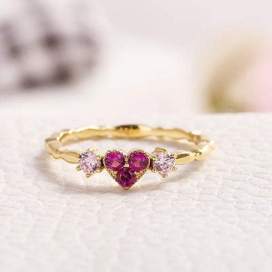 Feminine Heart Diamond Ring